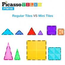 PicassoTiles - Juego de 100 Piezas de Mini Bloques magneticos Serie de Diamantes Bloques de construccion con iman Aprendizaje Stem para niños a Partir de 3 años PTM100Diversión infantil, alegría, juguetes necesarios para niños - Multicolor - Ver 3