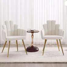 WAHSON OFFICE CHAIRS 2PCS Wahson Dining Chair, Velvet Dining Chair, Modern Living Room Chair With Armrest And Gold Leg, Kitchen Chair For Restaurant And Dining Room - White - View 8