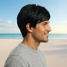 男士黑色短假发，自然逼真，适合日常佩戴 - 彩色 - 查看 5