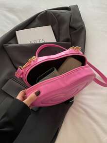 New Stylish Crease Simple Heart-Shaped Cute Solid Color Pleated Handbag, Shoulder Bag, Crossbody Bag For Shopping - Pink - View 4