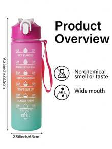 1个750毫升/26盎司户外渐变吸管水瓶，带挂绳，翻盖防漏，适合运动、骑行、节日和生日礼物 - 彩色 - 查看 4