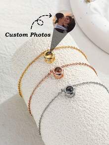 New Photo Projection Bracelet, Customized Color Photo Projection Bracelet, Personalized Openwork Circular Photo Projection Bracelet For Women, Memorial Group Photo Jewelry, Customized Girlfriend/Mother Photo Bracelet, Custom Birthday Commemorative Gift