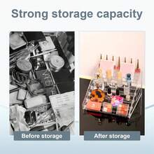 1pc Multi-Layer Makeup Organizer Rack, Suitable For Nail Polish, Eyeshadow, Powder Compact And Other Cosmetics, Can Be Used For Vanity Storage , Makeup Room Decor,Makeup Bag,Travel Essential - Clear - View 5