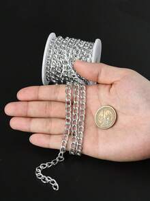 393.7 Inch/Roll Aluminum Thick Twisted Cuban Chain Coil, Silver Plated Metal Craft Cuban Chain Spool, Suitable For Jewelry Making Necklace Bracelet DIY Crafts, Jewelry Making Supplies - Multicolor - View 6