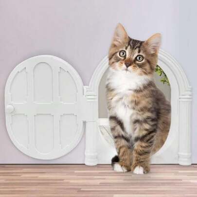 Puerta Interior para Gatos, Puertas Sin Solapas para Gatos Pequeños De hasta 9 Kg, Fácil De Instalar, No Necesita Adiestramiento, Bloquea Los Olores De Los Excrementos De Perros y Gatos,38957730