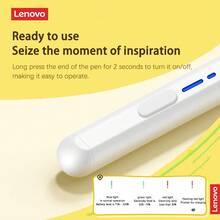 Lenovo Lápiz táctil capacitivo magnético BP16: Compatible con dispositivos Apple y Android, escritura de baja latencia, control táctil preciso, alta sensibilidad, ideal para trabajo de oficina, estudio y dibujo. - Blanco - Ver 3