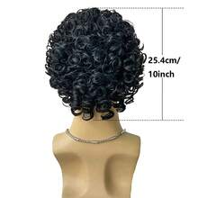 男士短款卷曲非洲假发，自然卷曲分层合成假发，适合派对、角色扮演、万圣节等场合 - 彩色 - 查看 5