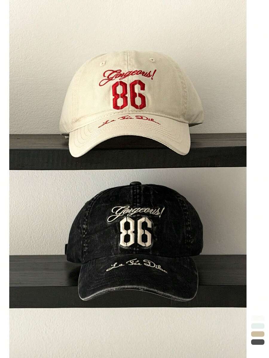 1pc Vintage American Letter Embroidered Soft Top Baseball Cap, Retro Distressed Adjustable Unisex Breathable Sun Hat, Suitable For Spring/Summer,Beach,Vacation