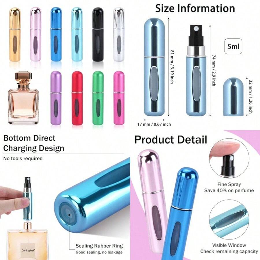 2026 Portable Dispensing Bottle10PCS Mini Refillable Perfume Atomizer Bottle Portable 5ml Spray Sct Pump Case For Wom M Small Mister Spray Bottle For Travel Accories - như hình ảnh - Xem 1