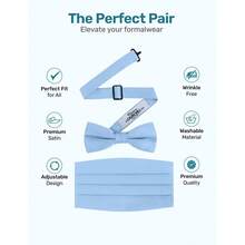 Churchill amp Co. Mens Formal Satin Bowtie and Cummerbund Set - Azulclaro - Ver 3