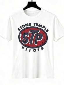 Camiseta unisex de algodón con diseño gráfico del logotipo de la banda Stone Temple Pilots (STP), regalo para conciertos de rock, para hombres y mujeres, ropa casual, ropa urbana, top de mod - Blanco - Ver 3