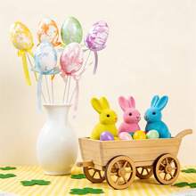 6Pcs Easter Artificial Egg Picks Decorative Sticks For Vase Table Toppers Party Supplies - Colorful - View 5