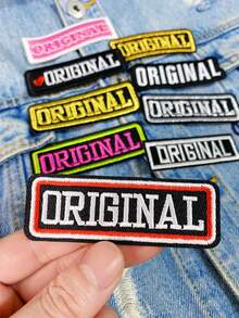 一套3/6/9个黑色、金色、银色、粉色原创英文字母刺绣布贴，可爱时尚涤纶徽章贴花，DIY服装熨烫布贴，缝纫配件布贴，适用于背包、牛仔裤、夹克、T恤、帽子、连衣裙等。