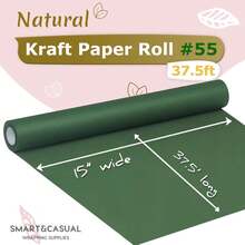 SMART&CASUAL 15\ X 450\ (37.5') Kraft Paper Roll For Art Craft Supplies Gift Wrapping Moving PacFKing  Painting Drawing Paint Easel Poster Chart Paper (Dark Green, 15\ W X 450\ L (37.5')) - 深綠色 - 查看 3