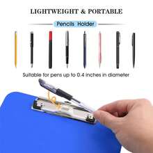6 PCS Clipboards Bulk With Pen Holder,Standard A4 Letter Size,Plastic Clip Boards 8.5x11 Heavy Duty,Low Profile Clipboard For Men  Teacher,Office Schoolsss Home Work,Blue - 藍色 - 查看 3