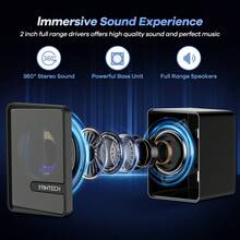 FANTECH 2.1声道电脑音箱带低音炮，迷你桌面音箱带RGB灯光，USB供电立体声音箱带3.5mm音频线，适用于显示器/笔记本电脑/平板电脑，1套（2个音箱） - 彩色 - 查看 5
