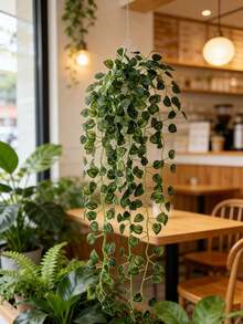 1/12 قطعة أوراق اصطناعية لأشجار البطيخ والبطاطا الحلوة وتفاح الخريف، أغصان معلقة، نباتات مصنعة، ديكور داخلي، ديكور حفلات الزفاف، هدايا عيد الحب، ديكور الربيع، أكاليل الأغصان المصنعة، مناسبة أيضًا للديكور الخارجي، بطول 209.5 سم - أخضر - مشاهدة 1