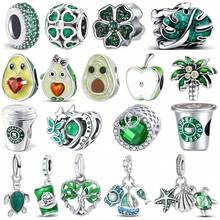 1pc Green Bead Pendant, In Shapes Such As Apple, Avocado, Coconut Tree, Frog, Turtle, Four-Leaf Clover, Etc. It Is Suitable For Your Original Bracelets, Necklaces, Etc. To Showcase Your Individuality Through DIY. - Green - View 1