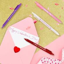 Conjunto de Caneta Esferográfica e Caneta Roller com Logo, Tinta Preta, Escrita Suave, Presente Ideal para Meninas, Viúvas e Amigos; Também Perfeito para Casamentos, Festas, Aniversários, Ano Novo, Suprimentos Escolares/de Escritório e Dia dos Namorados. Imprescindível para o Dia dos Namorados! - Multicolorido - Visão 4