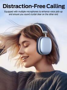 Tagry Adjustable Wireless Bluetooth Headphones, Suitable For Smartphone/Computer/Tablet, Silver - Baby Blue - View 9