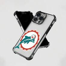 Funda divertida con el logotipo del equipo Dolphin Miami, compatible con teléfonos ,  17,  16 Pro Max,  15 Pro Max,  13 y  12. Fabricada en TPU, ofrece protección contra golpes y caídas. Perfecta para aficionados al deporte, regalos de verano, familiares, amigos y celebraciones en días de partido. - Negro - Ver 6