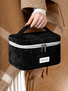 1件/套闪亮化妆包，洗漱包，黑色，旅行收纳包，带拉链，化妆品收纳袋，法式便携化妆包套装，高品质，风格优雅，适合居家、学校、宿舍、旅行，大容量女士化妆包，男士护理包，可装口红、化妆刷、护肤品等 - 黑色 - 查看 9