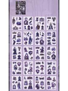 30pcs Large Halloween Stickers & 20pcs Gothic Scrapbooking Papers, Suitable For Journals, Scrapbooks, Collages, Bullet Journals, Planners, Arts & Crafts - Multicolor - View 9