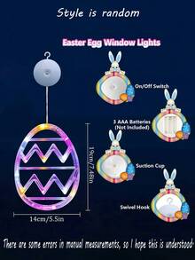 3件套 - 复活节装饰窗灯，复活节彩蛋灯，电池供电，带吸盘，大型复活节LED彩蛋灯，复活节悬挂装饰，适用于室内/室外家居、门、教室 - 彩色 - 查看 4
