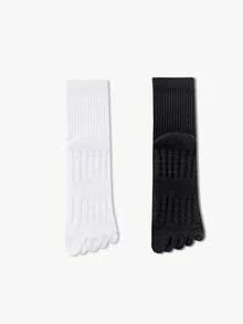 1/2/3双装男士纯色五指袜，防臭吸湿运动缓冲按摩趾袜，情侣袜 - 彩色 - 查看 13