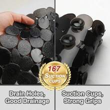 Bathtub Mats For Bathroom 27x14 Inch, Bath Mat For Tub Feels Great On Tired Feet, Friendly Machine Washable Shower Tub Mats With 167 Big Suction Cups, Shower Mat, Bath Tub Mat, Black - 彩色 - 查看 3