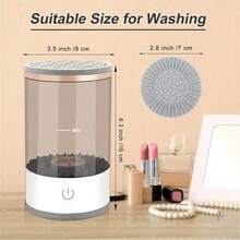 Limpiador de brochas de maquillaje, USB, Body transparente, secado/almacenamiento, se adapta a todos los tamaños de brochas, esencial para mujeres. - Blanco - Ver 12