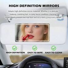 Car Mirror Vanity, 5.90*3.12 Inch Self - Adhesive Car Visor Mirror, Portable Shatterproof Accessories Women Vanity Mirrors Auto Truck SUV Ordinary Style - 普通風格 - 查看 4