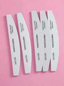 5支装专业新月形指甲锉，180/240目，适用于美甲沙龙指甲抛光块、指甲锉、砂纸板、美甲用品、美甲工具、美甲艺术工具、指甲、美甲工具、美甲延长工具 - 淺灰色 - 查看 5