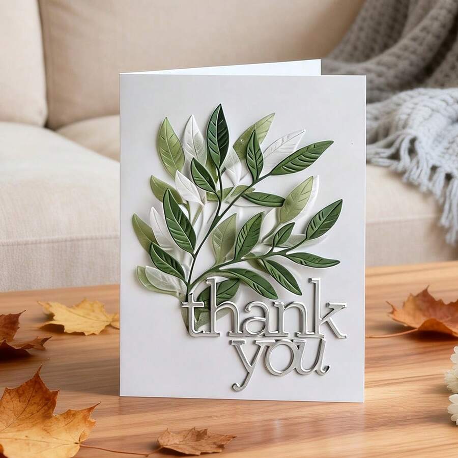 Creative Leaf Metal Cutting Dies, DIY Scrapbooking Album And Embossing Stencil, Greeting Card Making Tool, Card Paper Cutting Crafts ,Gift Card Making Template Die Cuts. - Silver - View 1