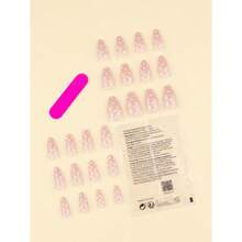 24pcs Nails Press On White Polka Dots False Nails Short Fake Nails Almond Shape Press On Nails Manicure Set Includes 1sheet Adhesive Tabs & 1pc Mini File Perfect For Everyday Wear - 多色-1 - 查看 2