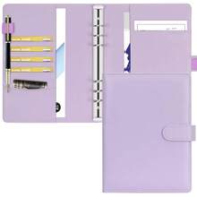 A5 Binder 6 Ring Personal Organizer Planner Binder Cover Makaron Purple Portfolio Folder For Women With Macaron Colors,6 Ring A5 Binder - 馬卡龍紫色 - 查看 1