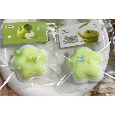 1pc New Arrival Super Soft Slime Mini Keychain Stress Ball - Green Apple & Star Shaped Adult Stress Relief Toy