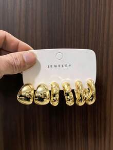 Juego de 6-18 piezas de pendientes de joyería de moda para mujer, minimalista y elegante, adecuado para uso diario - Multicolor - Ver 8