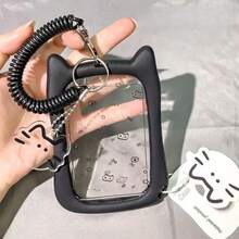 1个透明亚克力证件卡套，硅胶防摔照片卡套，猫咪造型亚克力证件卡套带钥匙扣，返校季