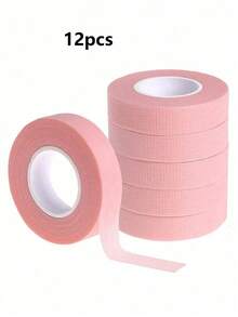 12pcs/Roll, 6pcs/Roll, 1pc/Roll Eyelash Extension Glue Tape, Pink Breathable Cloth Tape, Suitable For Eyelash Extension, Gentle With No Residue, Skin-Friendly And Non-Irritating - Multicolor - View 12