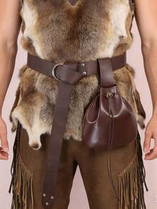 2 piezas Bolsa de cinturón de cuero medieval, bolsa con cordón estilo vikingo y renacentista, conjunto de disfraces para LARP, cosplay y recreación histórica - A - Ver 12