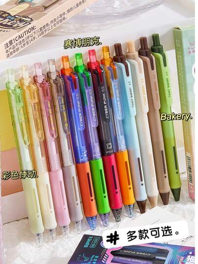 4pcs Colorful Transparent Mechanical Pencils, High-Quality Student Exam Supplies, Ergonomic Grip, Quick-Drying Black Ballpoint Pens