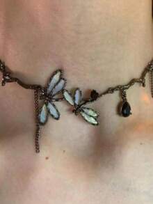 1pc Iridescent Dragonfly Dainty Collarbone Chain, Chic & Edgy Style - Dragonfly Necklace - View 3