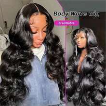 PQL 200% Density 34 Inch Body Wave Wigs Natural Black Color 13x4 13x6 HD Transparent Lace Front Wigs Human Blended Hair Pre Plucked Hairline Body Wave Wigs Glueless Wigs Human Blended Hair Body Wave Human Blended Hair Women's Fashion Wig Suitable For Daily Wear Or Gatherings - Natural & Black - View 7