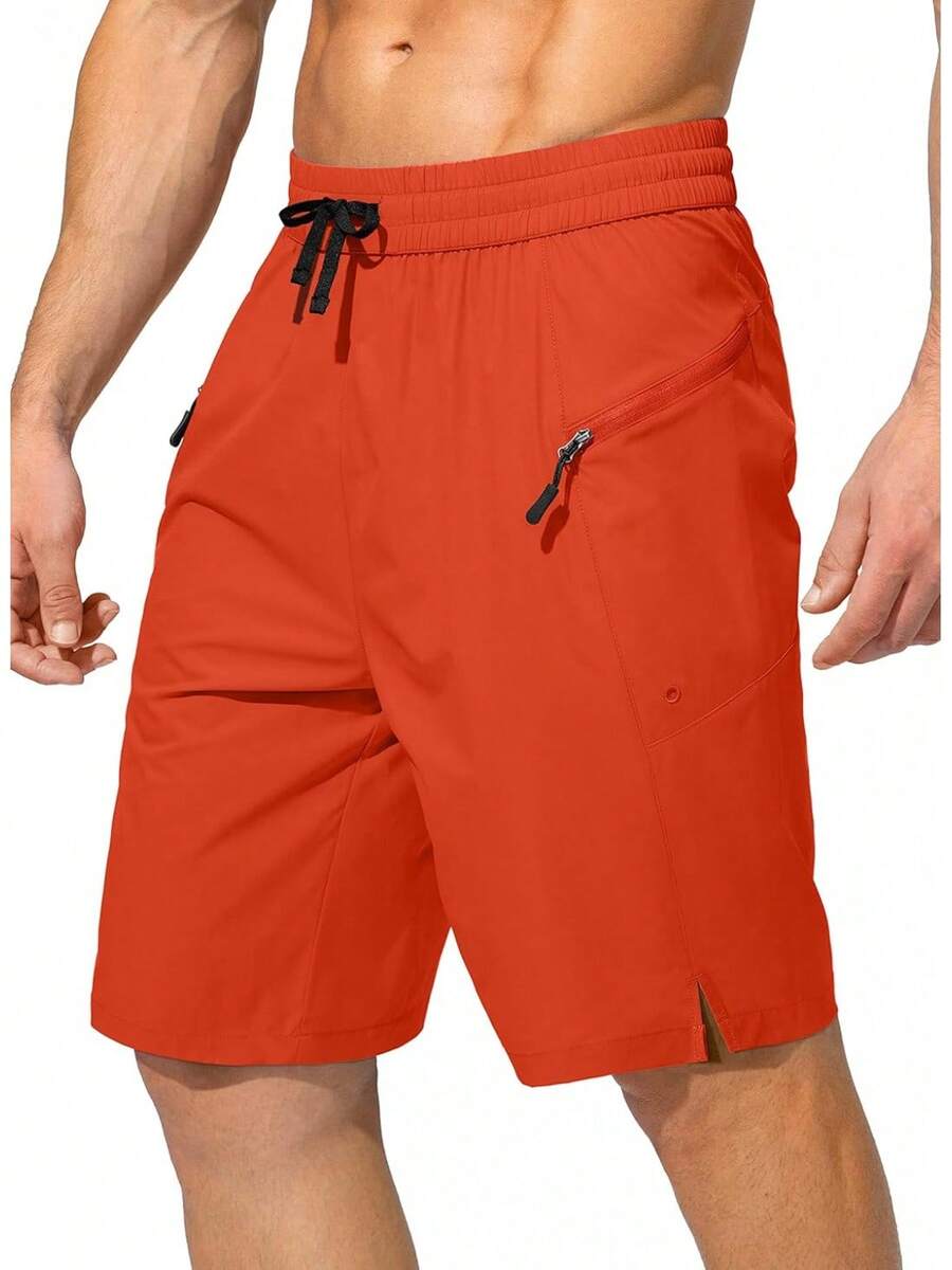 Men's Swim Trunks Quick Dry Board Shorts With Zipper Pockets Beach Shorts Bathing Suits Men - No Mesh Liner - 橘色 - 查看 1