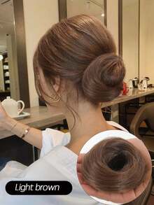 人造花朵发圈/马尾辫发饰，甜甜圈发髻造型，松紧带固定，蓬松有弹性，适合女性，美发造型套装，美发工具 - 彩色 - 查看 11