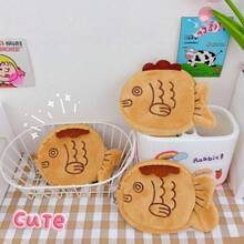 1pcs  Healing Creative Taiyaki Coin Purse Card Holder Cute Furry Multifunctional Storage Bag Can Hold Data Cable Coins Lipstick Creative Mini Pendant Gift - 鯛魚燒錢包(無里布) - 查看 1