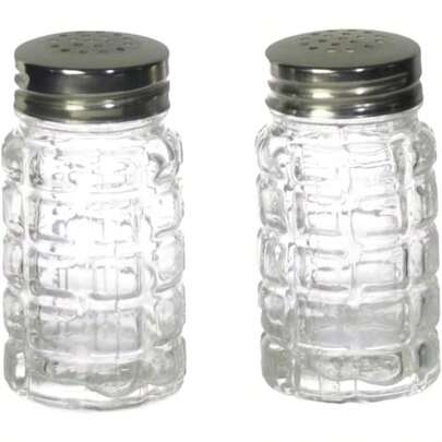 2 Pack Salt And Pepper Shakers Set, 2 Oz Glass Shaker With Stainless Steel Holes Lid, Spice Containers Seasoning