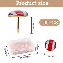100枚旗形树脂涂层图钉，带旅行标记，地图标记软木板，含图钉和说明书