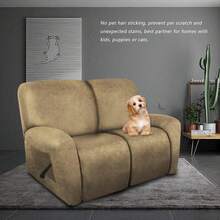 Trugenix-Recliner Sofa Covers - Leather Like Recliner Sofa Covers 3 Seater Recliner Couch Covers For 3 Cushion Couch 8 Pieces Washable Stretch Reclining Sofa Slipcovers (Brown)-GP - 01-芥末 - 查看 11